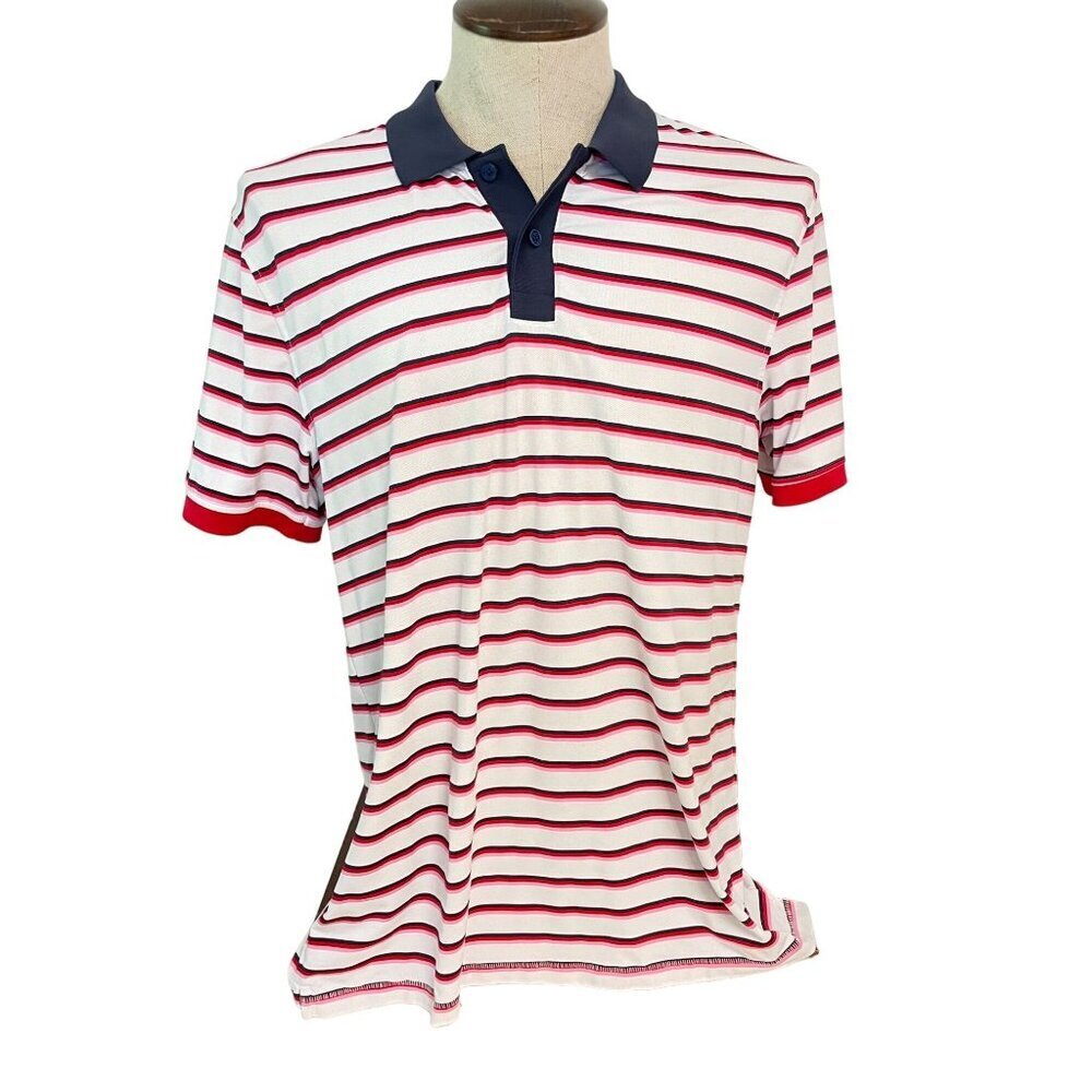 G/FORE Red and White Striped Polo Shirt
